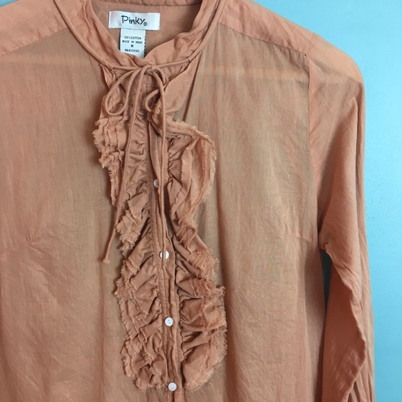 Pinky | Ruffle Button Down with Tie M - Picture 5 of 5